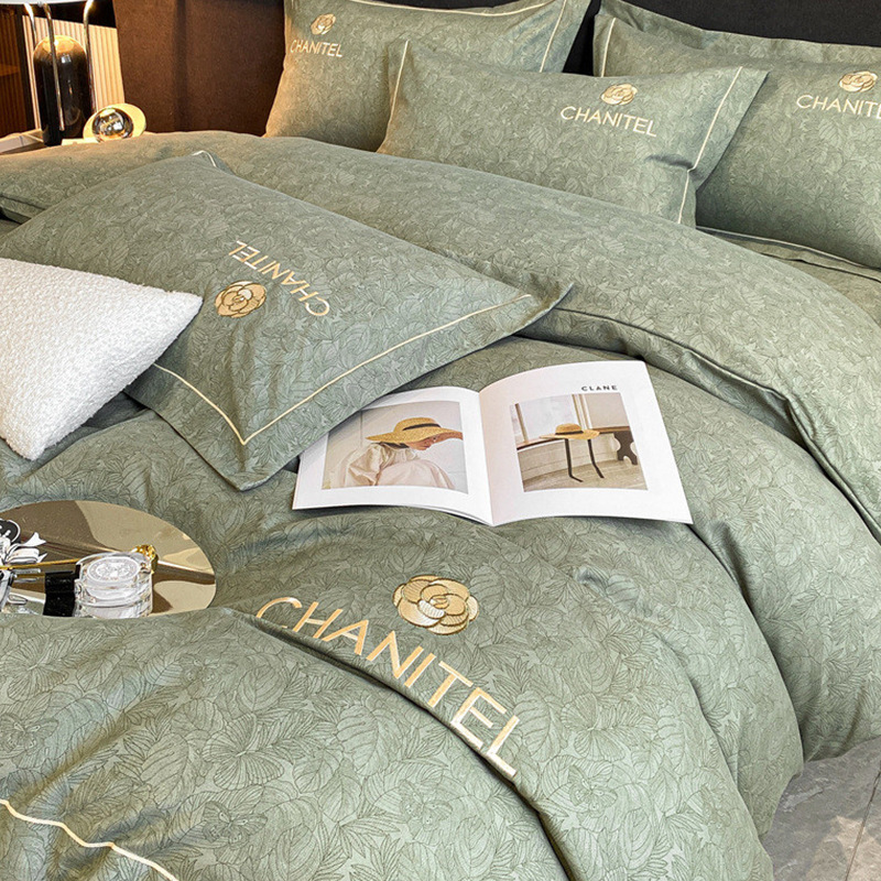 Picture of Light luxury embroidery thickened brushed bedding four-piece quilt cover quilt cover bed sheet three-piece fitted sheet factory wholesale