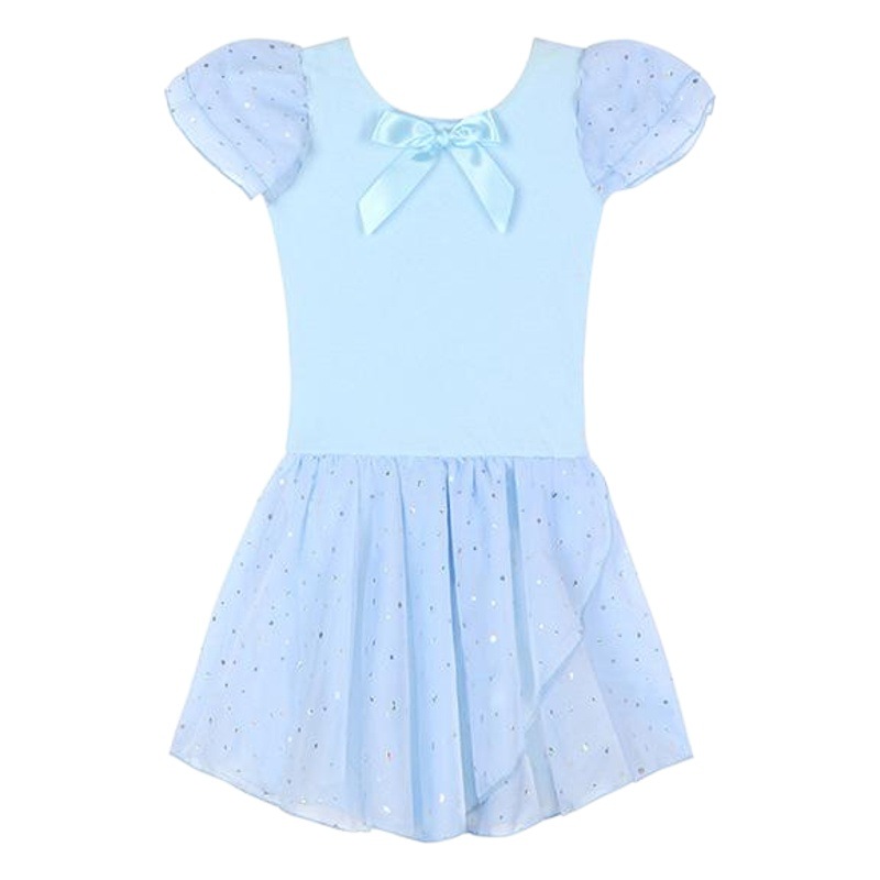 Picture of Girls' Pure Cotton Practice Clothes Ballet Skirt Wholesale Children's one-piece dance clothes spring and summer short sleeve sequin skirt