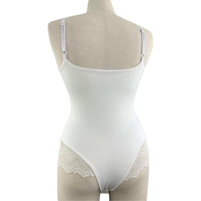 Cross-Border European and American Style Plus-Size Women's Lace Patchwork Camisole Bodysuit, Extended Length
