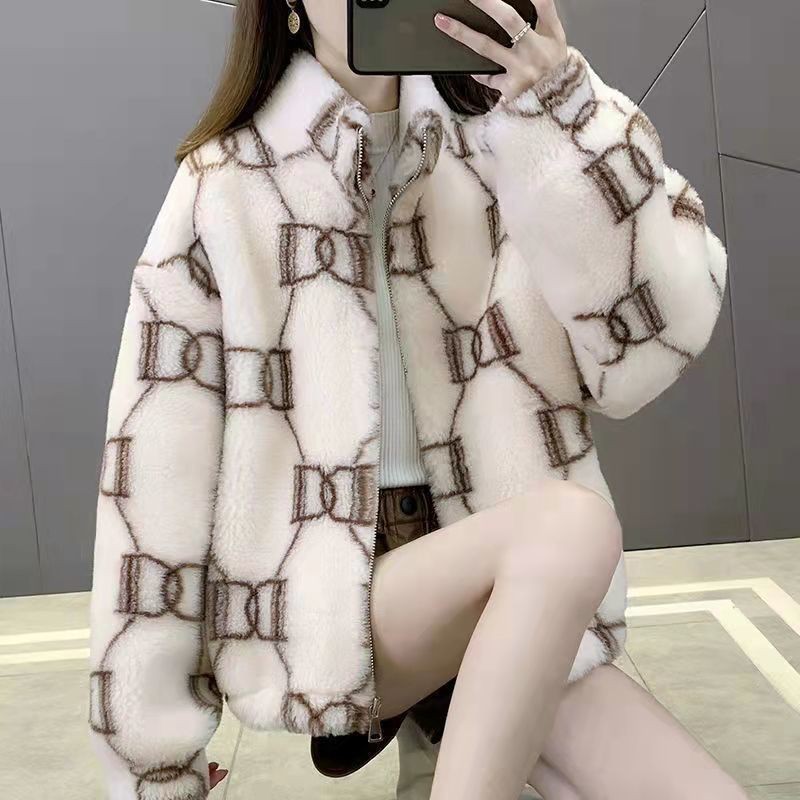 Picture of Lamb wool coat for women 2023 new Korean style outdoor wear winter loose all-matching cotton and thickening cashmere fashion coat