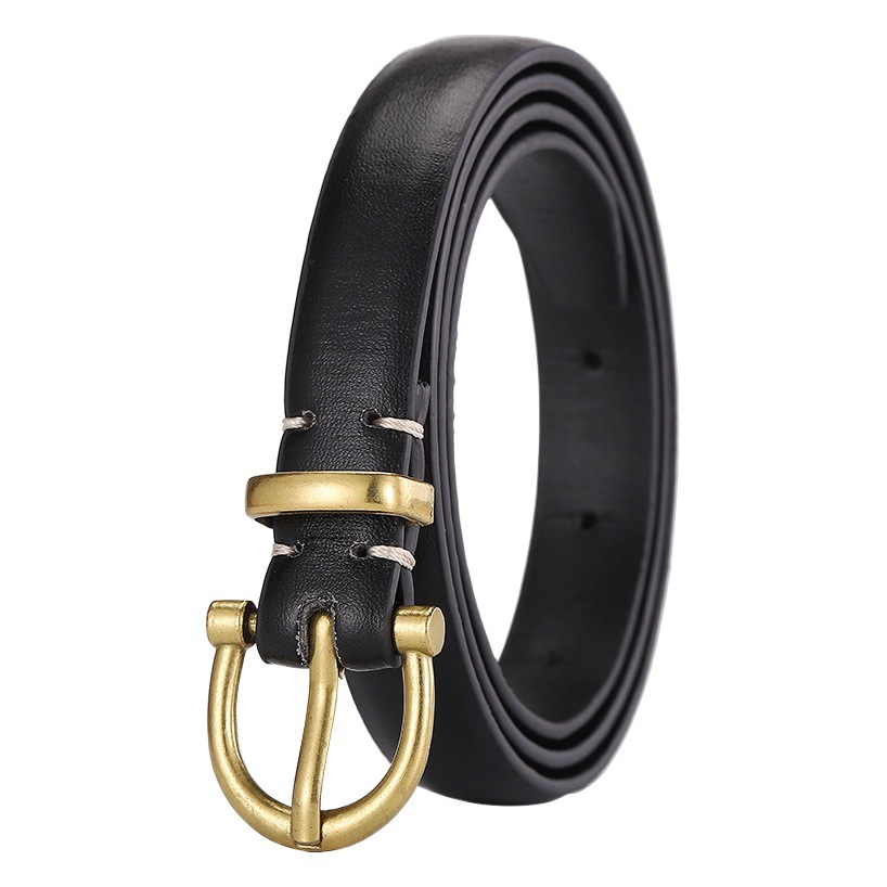 Belt women's simple fashion 2022 new Korean design sense pin buckle head Joker PU belt decoration