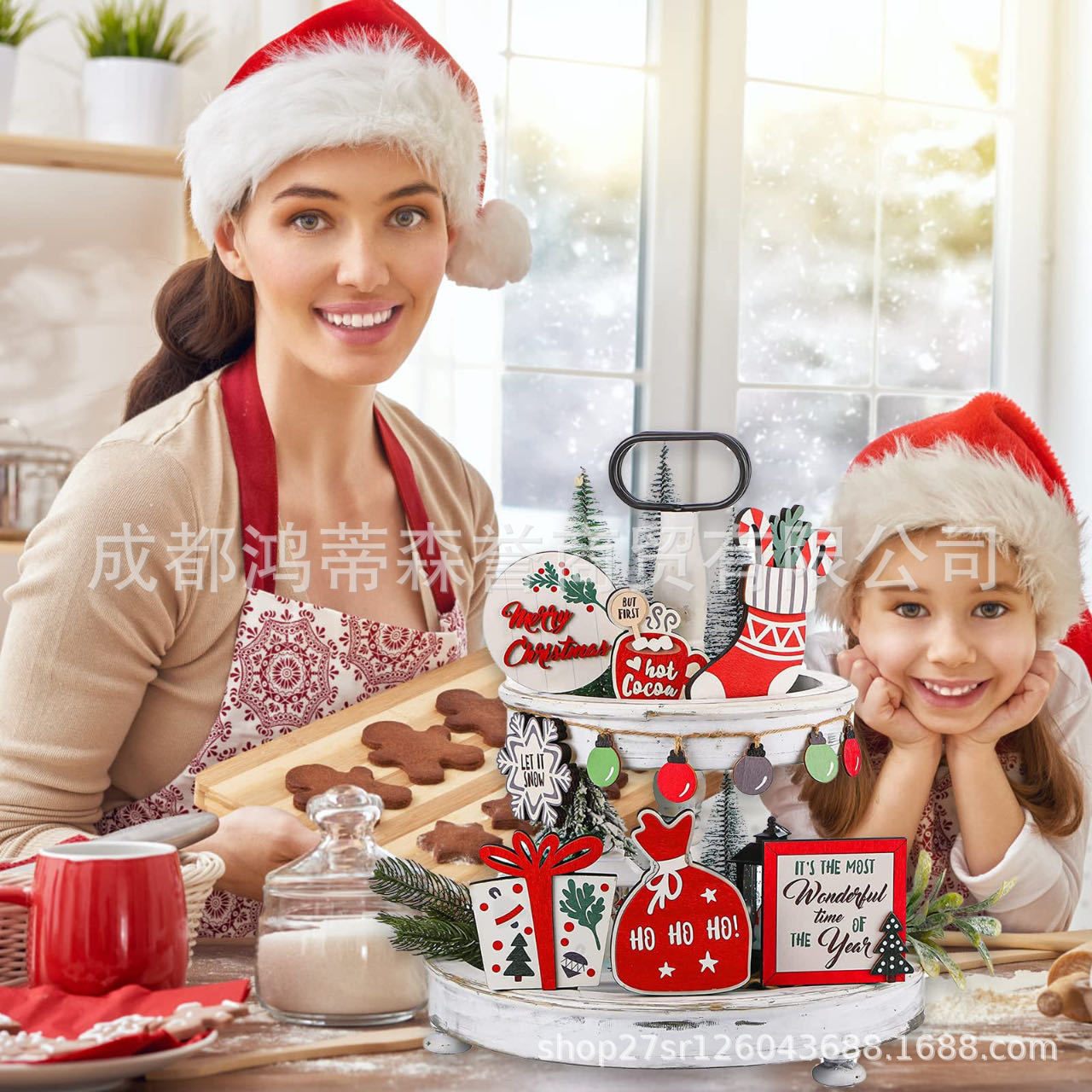 Christmas Layered Tray Plank Ornaments Christmas Gift Decoration Snowflake Gift Money Bag Decoration Cross-border New