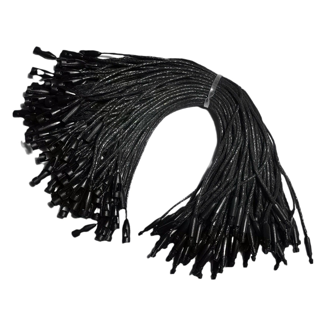 Hanging Particles in Stock 20cm Wax Rope Universal Tag Rope Clothing Polyester Cotton Thread Bullet Black and White Lanyard Buckle Thread Customization