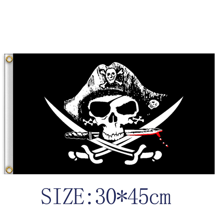 Picture of Foreign trade supply 30x 45CM pirate flag skeleton flag bar haunted house KTV Halloween hanging cloth