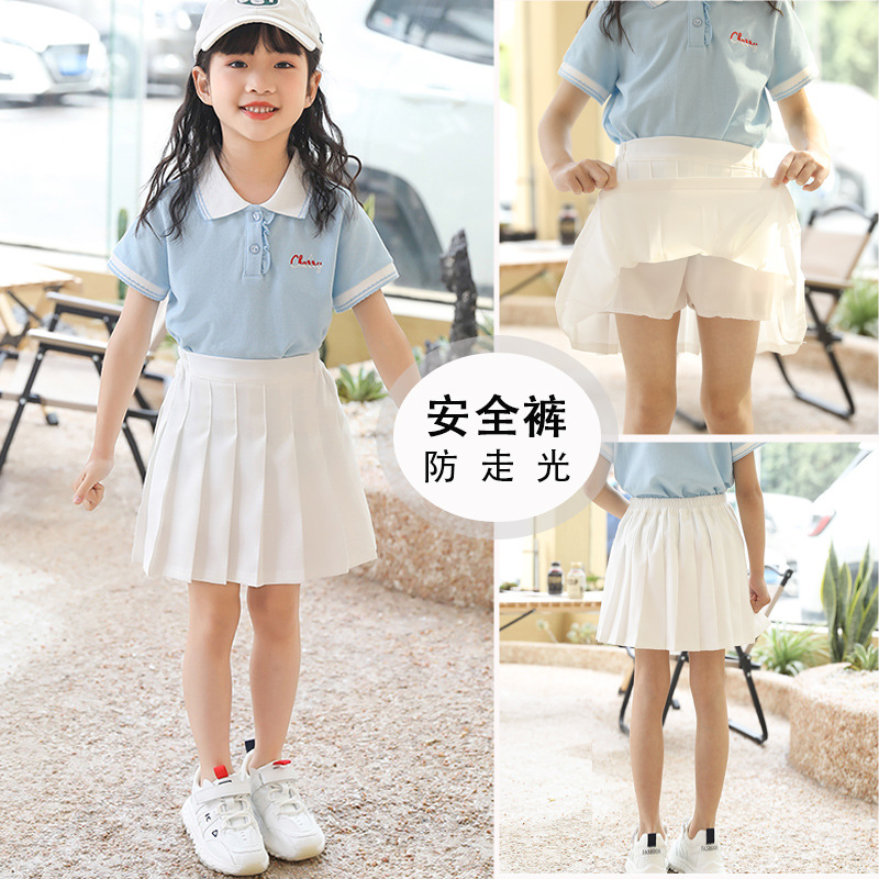 Girls' Skirt 2025 Spring and Summer New Arrival Girls' Skirt College Style Pleated Skirt Large Children's Black White Short Skirt