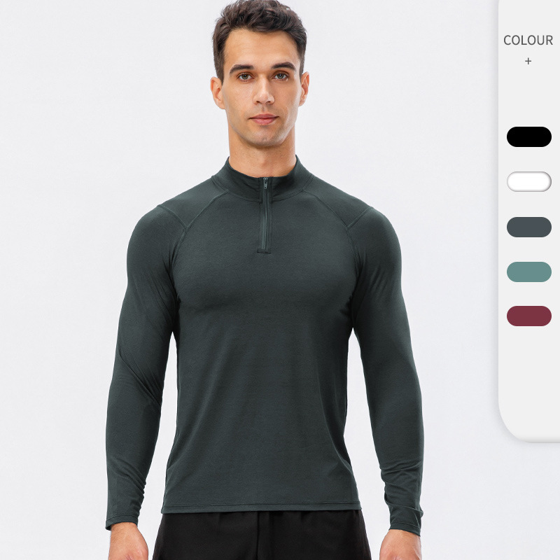 Men's Autumn and Winter Fitness Long-Sleeved Quick-Dry Running Training Suit Half-Zipper Slim-Fit Pullover Sports Sweat 11516