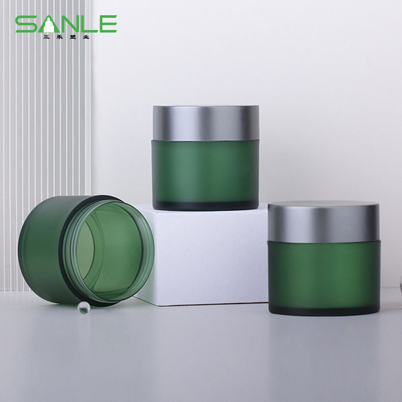 Sanle factory wholesale PS color frosted plastic jar 120g electroplating cover light-proof mask cream bottle hair mask jar