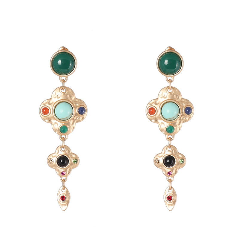 Picture of Trendy Design European and American Style Jewelry Palace Retro Style Gem Inlaid Distinctive All-match Earrings Middle Ancient Earrings for Women