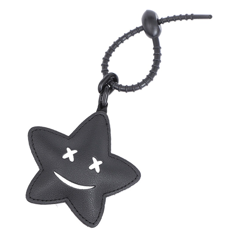 Popular Custom Wholesale Cartoon Leather Expression Cat Keychain Couple Cute Bag Cool Black Student Decorative Pendant