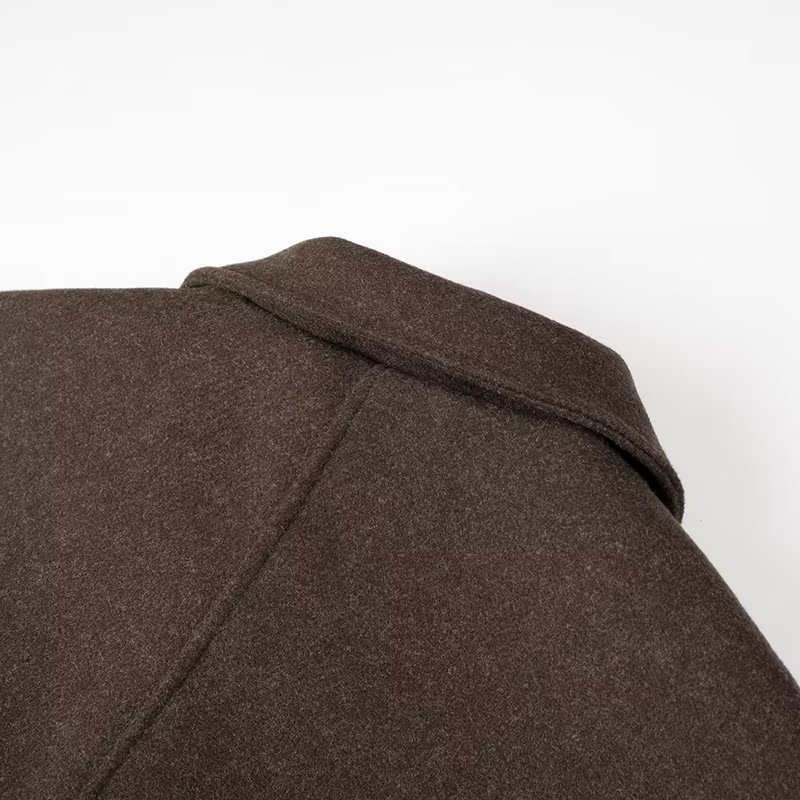 Picture of Spring 2024 new European and American cross-border women's street fashion Brown single-breasted lapel woolen short coat
