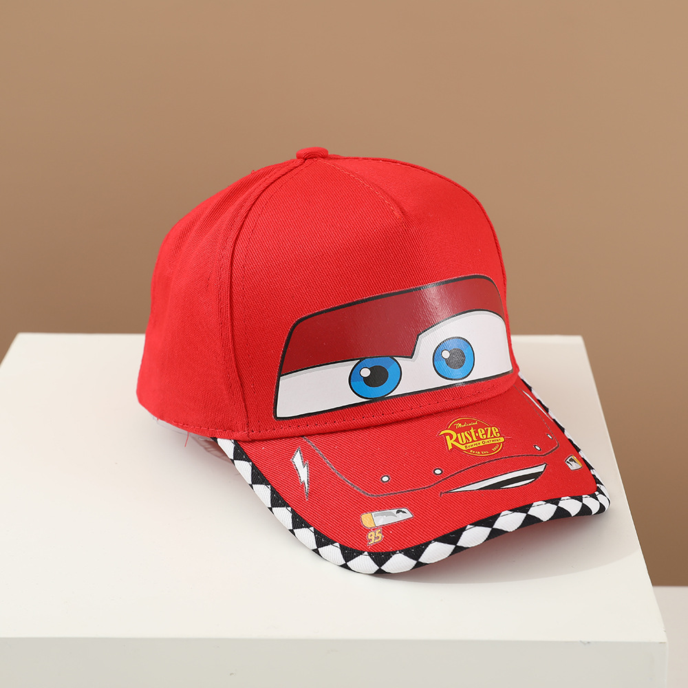 Picture of Korean Car Children's Flat Brim Baseball Cap Spring and Autumn New Cartoon Lightning Mcqueen Boys and Girls Hip-Hop Hat Wholesale