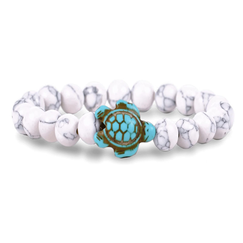 Picture of Zhou Lianfa 8MM Decorative Lava Volcanic Stone Beads Turquoise Cross Elastic Elastic Bracelet for Men and Women