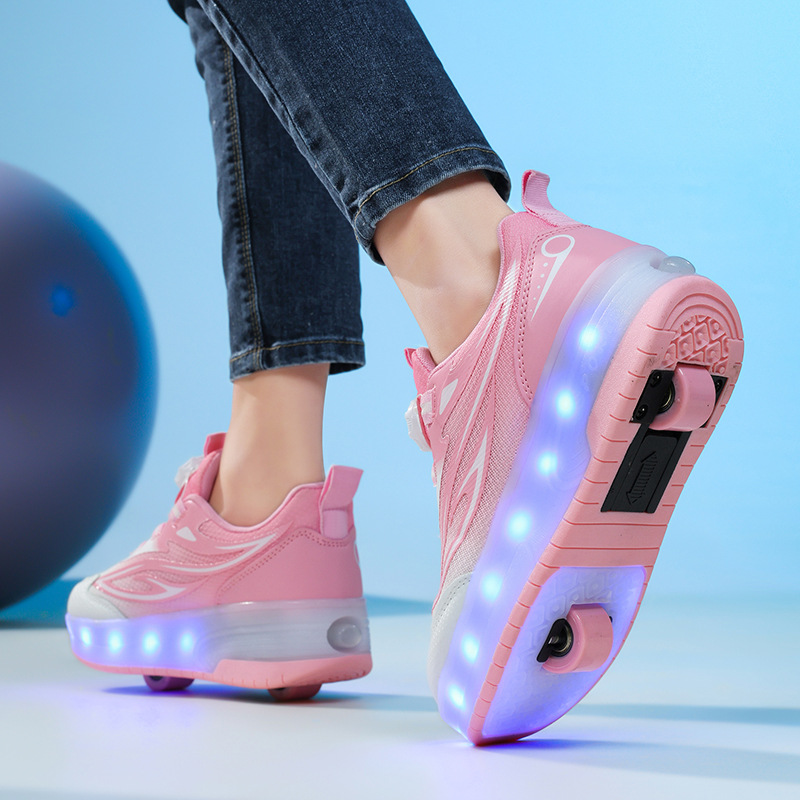 Picture of Trendy Children's Wheeled Invisible Self-Balancing Shoes Single Wheel Double Wheel Skates Double Wheel Transforming Shoes Automatic Button Retractable