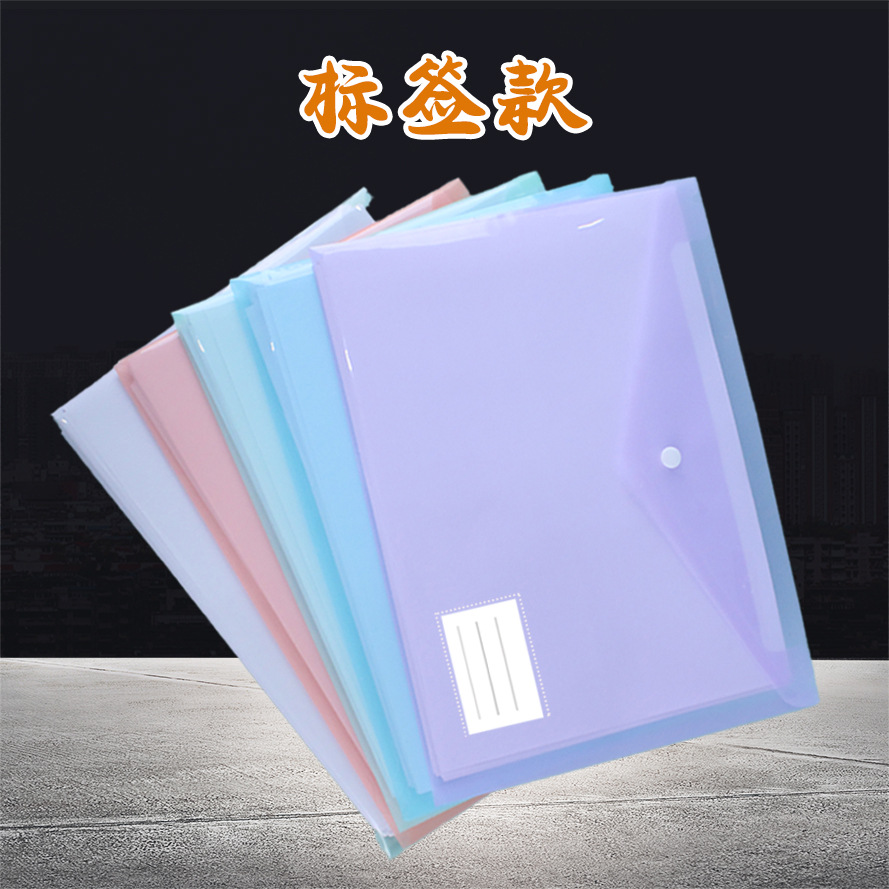 Picture of Pp Snap Button Bag Document Bag Transparent A4 Storage Bag File Bag Printed Button Bag Information Bag Pencil Case Subject