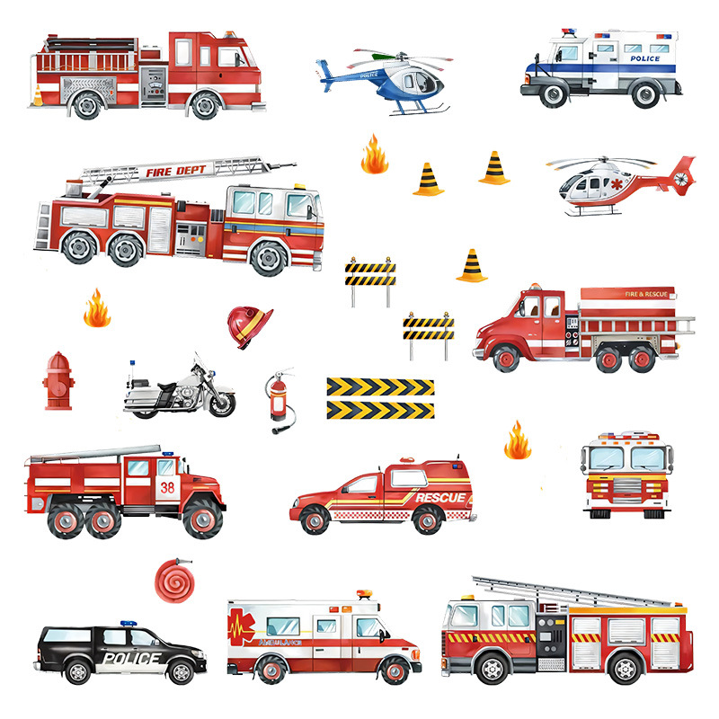 Picture of Cross-border Car Wall Stickers Watercolor Cartoon Vehicles Home Bedroom Kindergarten Children's Room Decoration Wall Stickers