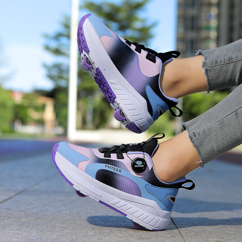 2024 Internet famous new heloo shoes for girls and boys students 4-wheel pulley shoes for beginners skates with wheels sneaker
