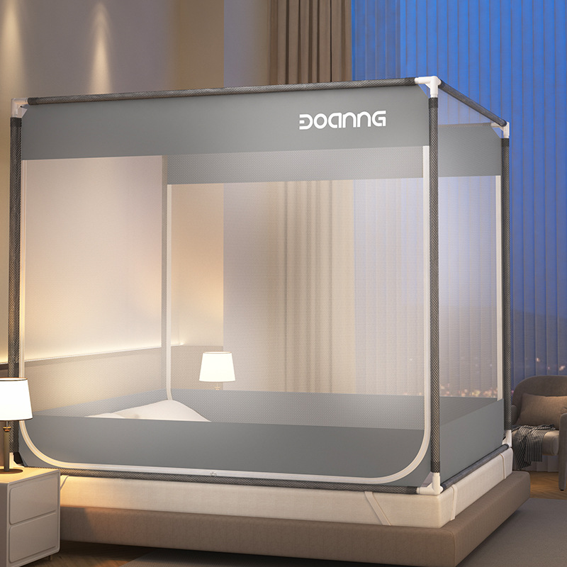 Picture of Class A Mosquito Net Household Bedroom Three-door New Bracket Tattoo Children's Anti-fall Anti-drop Bed Fully Surrounded Bottomless 1.8