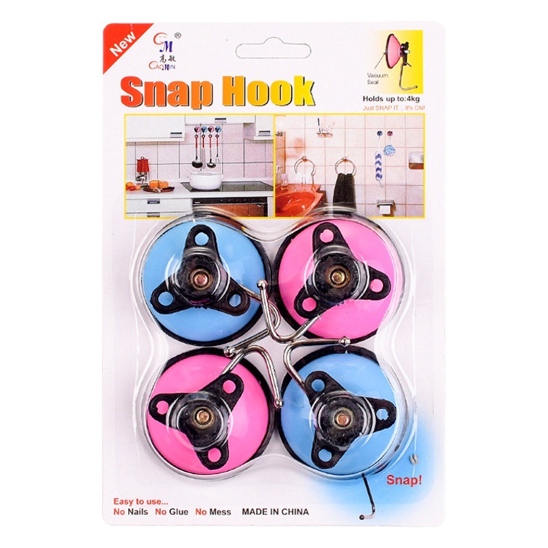 4 Strong seamless suction cup steel hook hook vacuum suction Hook bathroom kitchen vacuum plastic suction cup hook