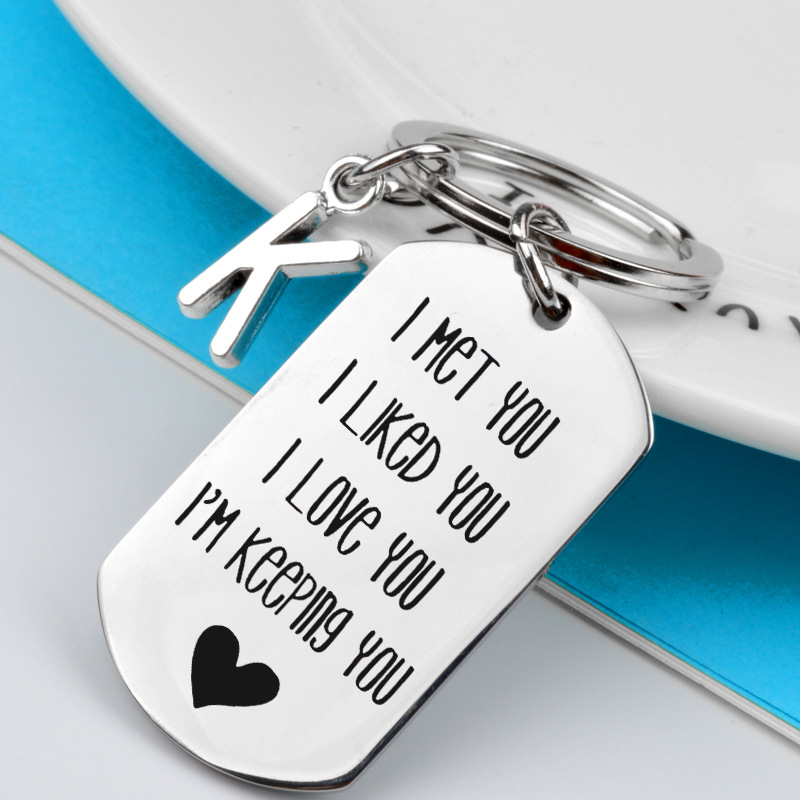 Picture of I Met You I Like You I Love You Couple Friends Stainless Steel Keychain Engraving