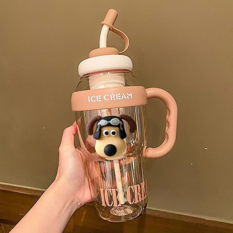 Picture of Lucky Belly Cup Large Capacity Big Mac Water Cup Tea Leakage Scented Tea Suction Tube Cup High Color Value Handle Convenient Ice Cup