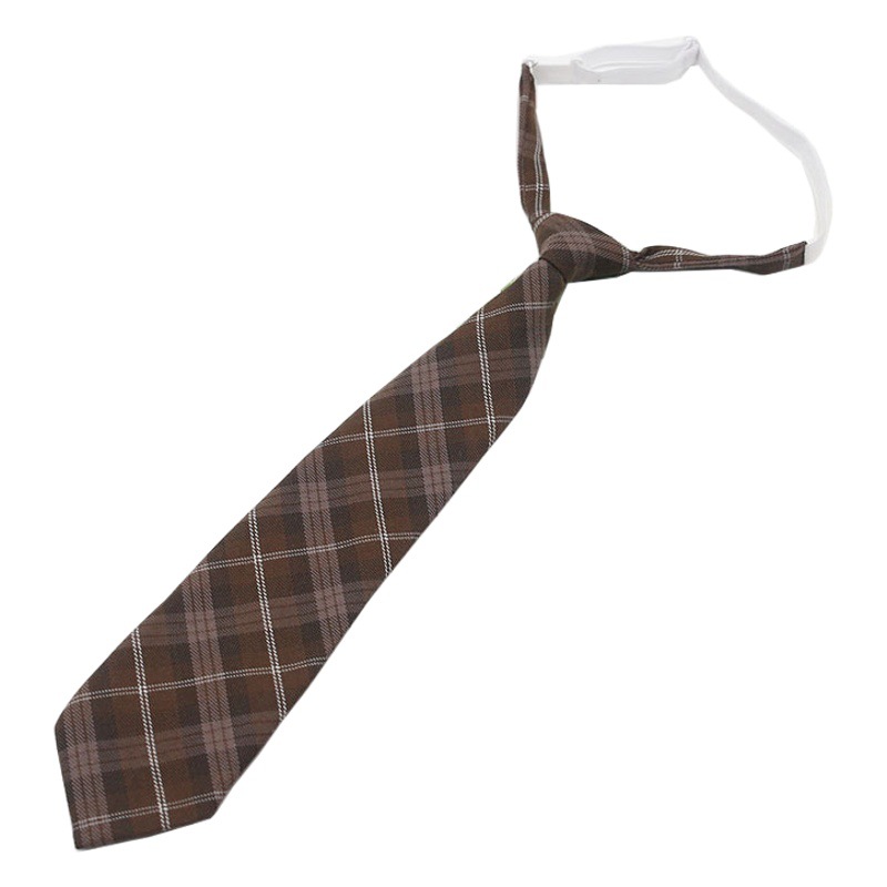 In stock JK free TR camel light gray chocolate Japanese college style plaid tie collar flower clothing
