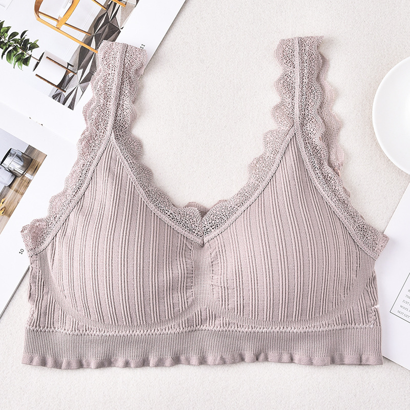 Picture of 2025 New Seamless Beautiful Back Wrap Bra Strapless Sexy Lace Underwear Anti-Exposure Sports Vest
