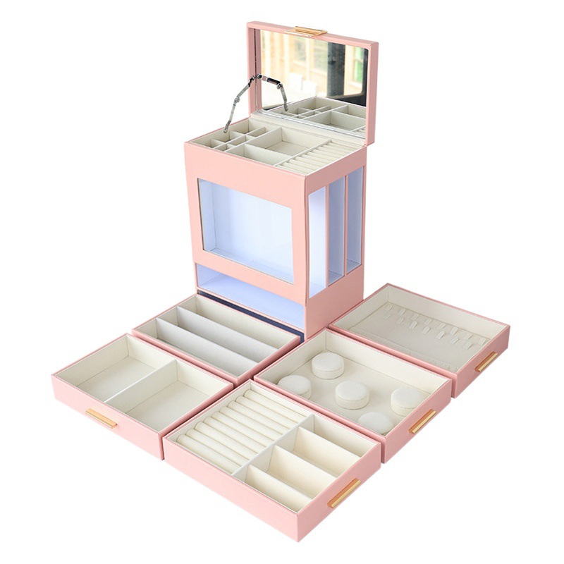 Qingyu packaging wholesale high-grade window jewelry high-grade pu leather jewelry jewelry display storage box in stock