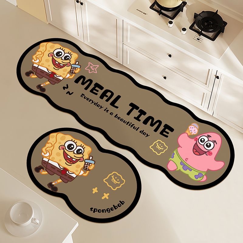 Picture of Cartoon diatom mud water absorption and oil absorption kitchen mat special-shaped two-piece bathroom non-slip mat toilet quick-drying door mat