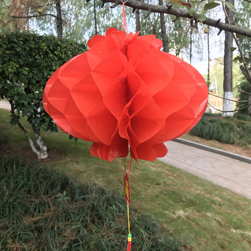 Picture of New Year's day New Year wedding festive folding paper lantern opening festival decoration plastic red paper small lantern outdoor decoration