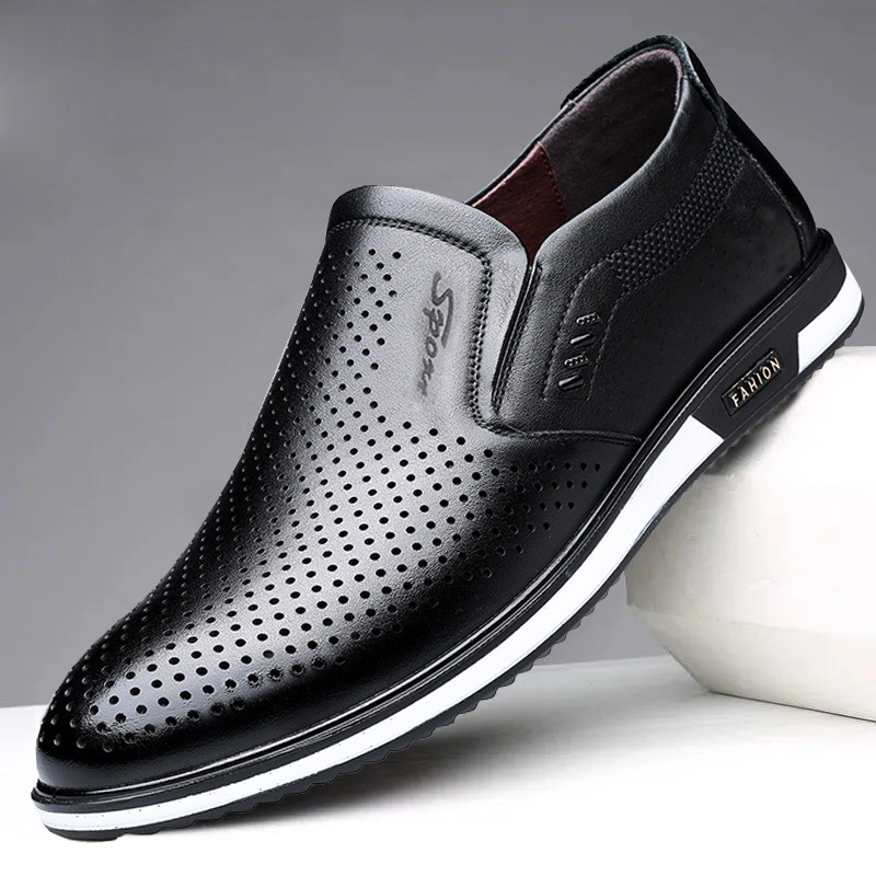 Picture of 2025 Spring and Autumn Large Size Men's British Leather Shoes Men's White Leather Shoes Slip-On Men's Shoes Leather Shoes Autumn Men's Casual