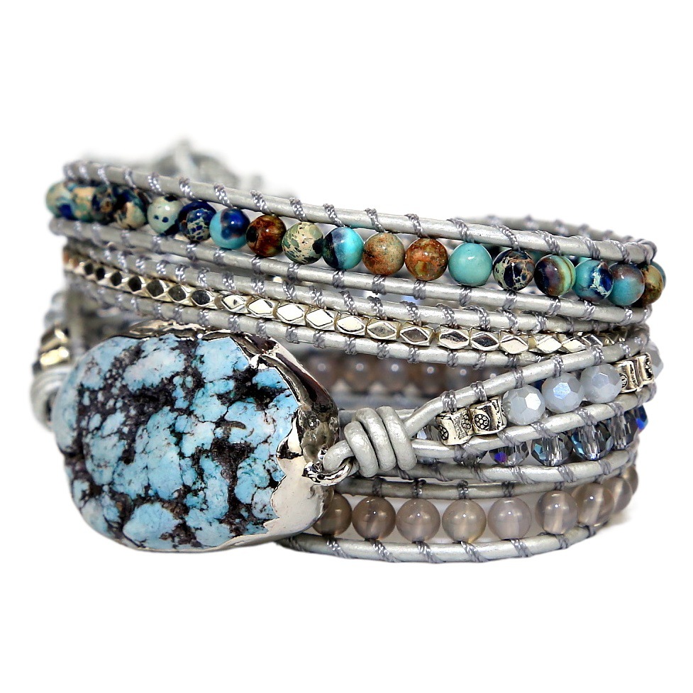 2022 Amazon cross-border turquoise hand-woven multi-layer bracelet retro style bracelet for men and women
