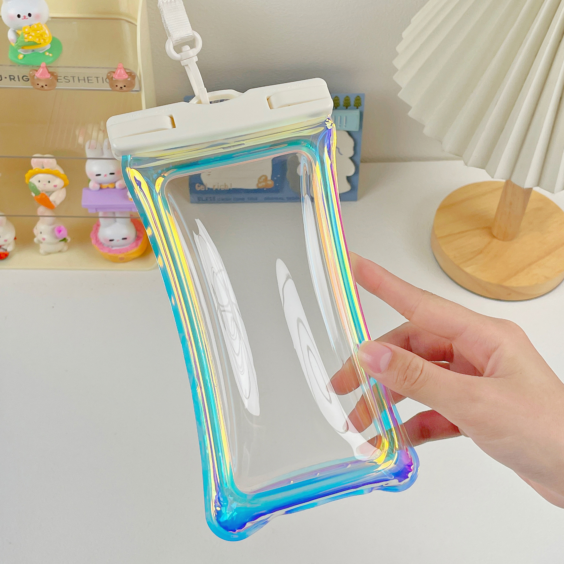 Picture of Laser Colorful Cute Air Bag Mobile Phone Waterproof Bag Diving Cover Swimming Rafting Sealed Transparent Mobile Phone Waterproof Bag