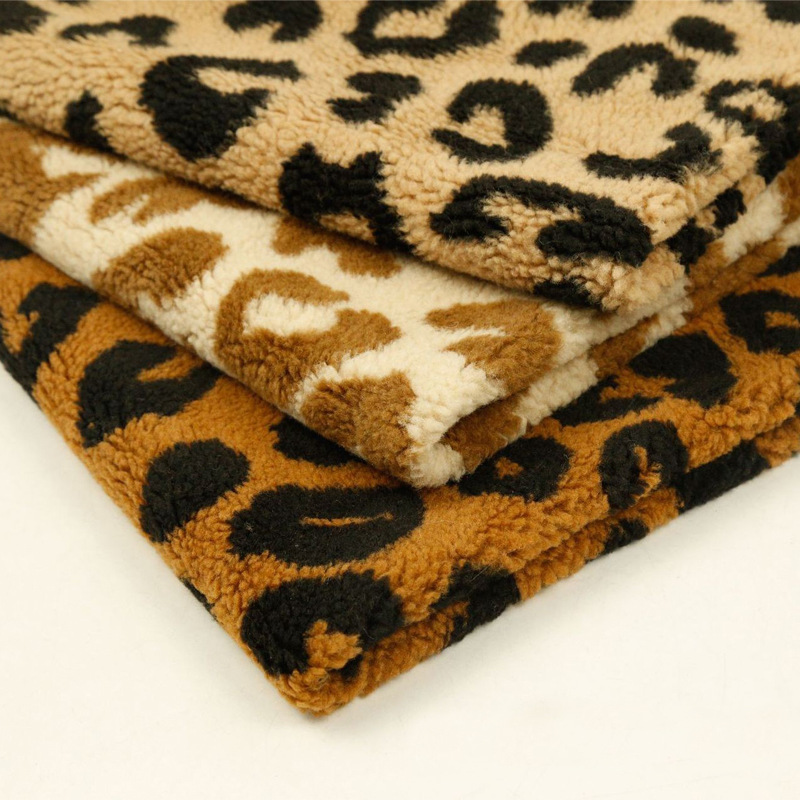 Lambswool jacquard in stock leopard print spot monochrome multicolor Jacquard knitted fabric plush toy fabric