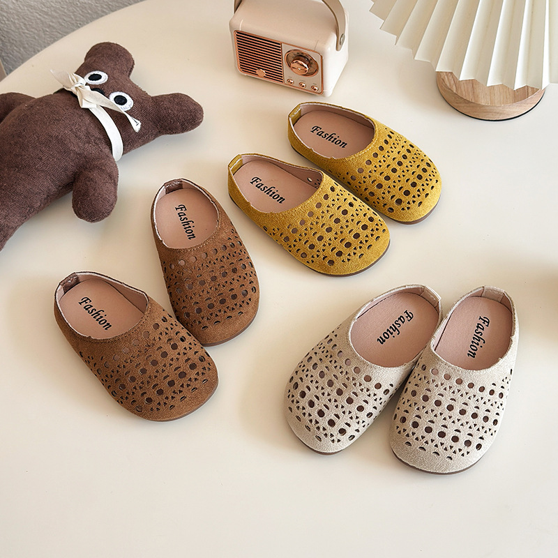 Hollow Toe Half Slippers for Girls 2025 Summer Boken New Outer Wear Flats Casual Sandals