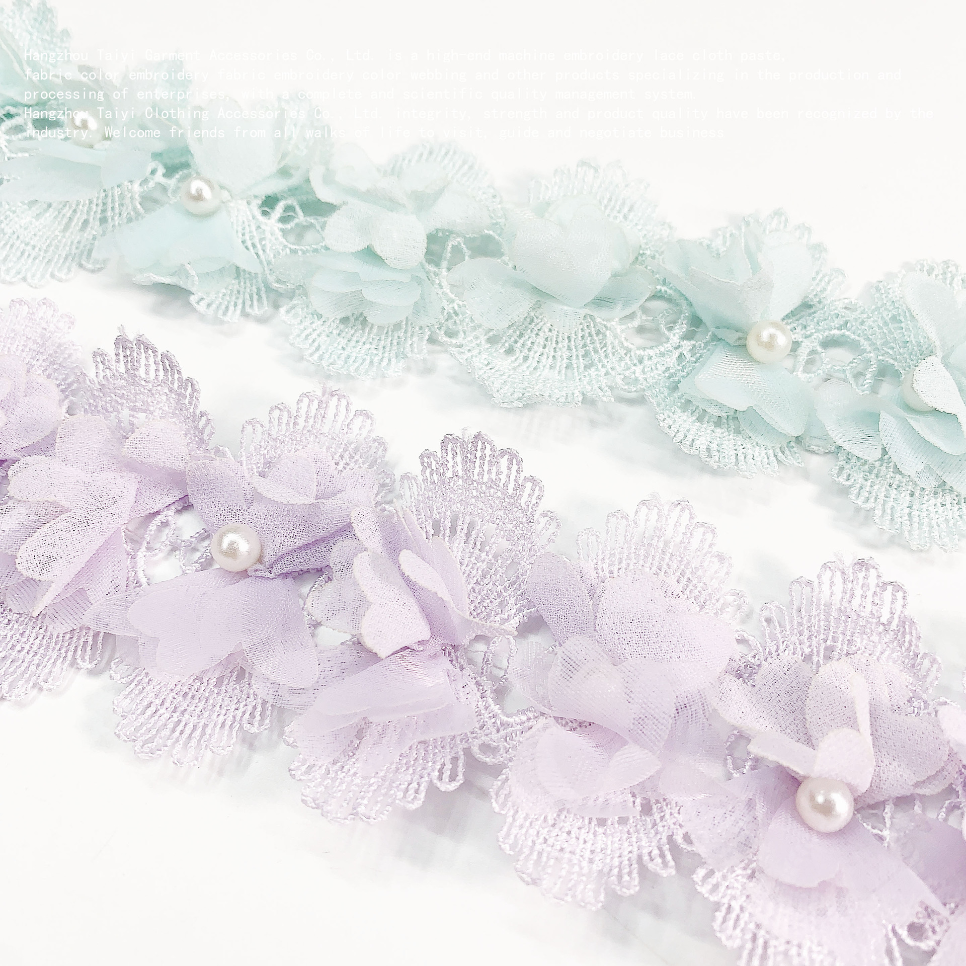 Haowu Export Handmade Beaded Double Mesh Lace Clothing Wedding Dress Headwear Accessories Water Soluble Embroidered Stereo Lace