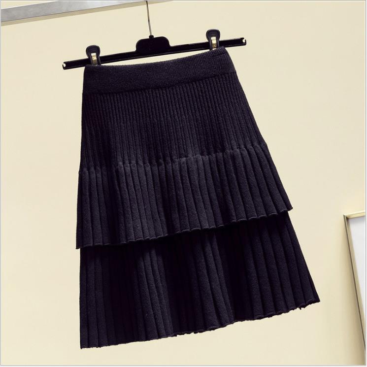 Picture of Trendy Autumn Skirt Korean Style Women's High Waist Cake Skirt Pleated Skirt Knitted Spring and Autumn Women's Stitching Short Skirt