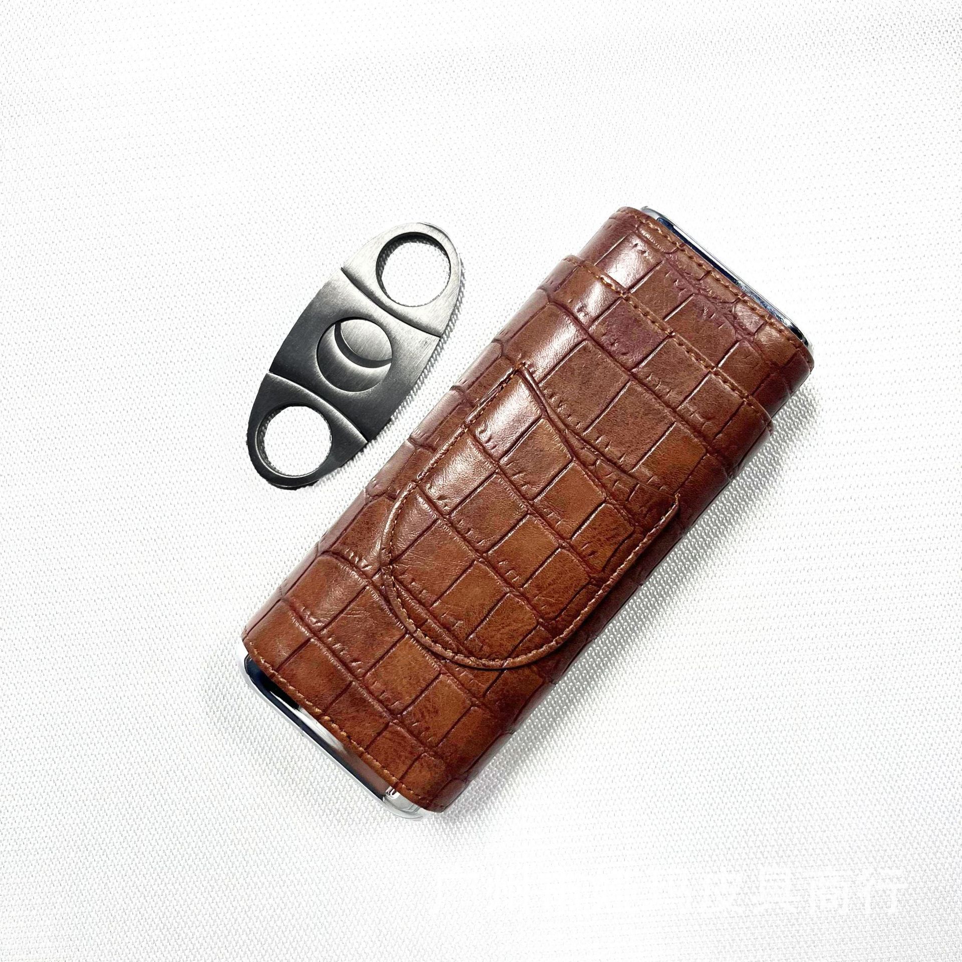 Picture of In stock wholesale three-piece cigar moisturizing box protective cover cross-border portable travel pine cigar storage box