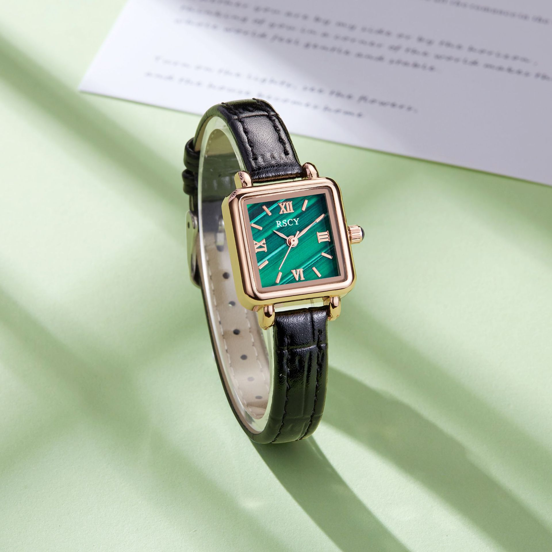 Lola Lola Same Style Rose Small Brown Watch Square Small Green Watch Belt Elegant Light Luxury Quartz Watch Fashion Women's Watch