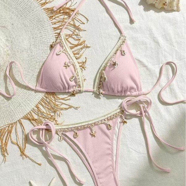 2025 High-End Swimsuit Women's New Tethered Three-Point Sexy Pure Desire Swimsuit Bikini Split Swimsuit