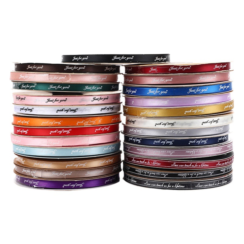 1cm English polyester with flower cake bouquet gift box packaging ribbon dessert ribbon wholesale ribbon