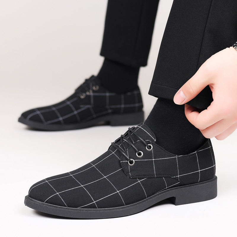 Men's Shoes Summer Breathable Youth Korean Style British Casual Men's Shoes Cross-border Business Canvas Casual Leather Shoes