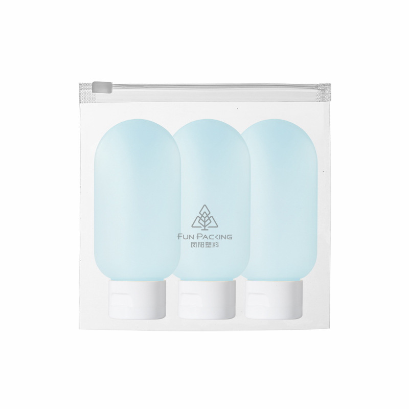 Picture of Travel wash and care suit three-piece PE suede hose bottle portable skin care products wash squeeze facial cleanser sub-bottle