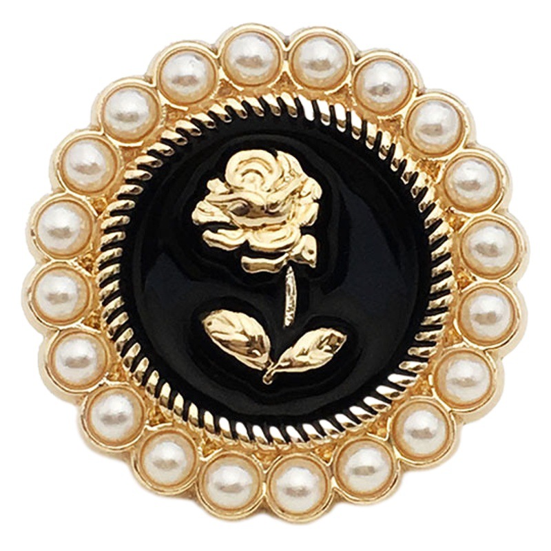 High-grade Pearl Rose Metal Button Women's Top Suit Jacket Button Woolen Coat Decorative Button Accessories