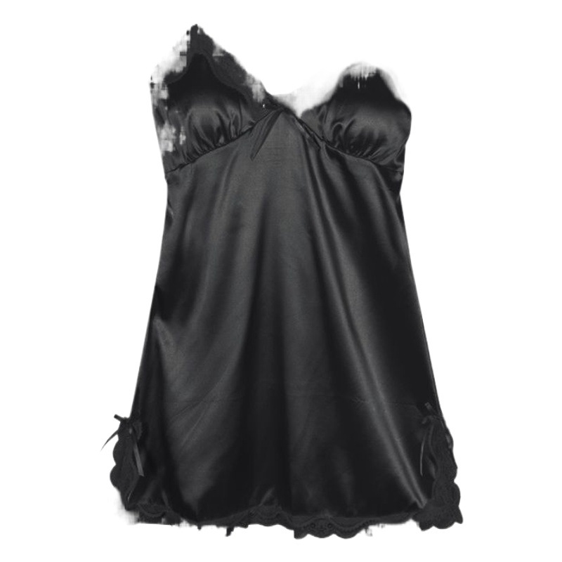 Picture of Pajamas female Orange Lady: sexy private room lace spring and summer ice silk nightdress short skirt beautiful back strap thin
