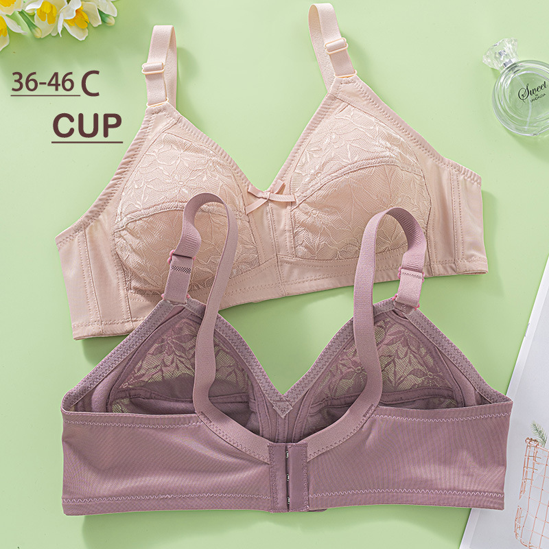 Cross-Border Sexy Ultra-Thin Lace Large Size Bra for Big Breasts, No Rims, Push-Up Adjustable Bra in Stock