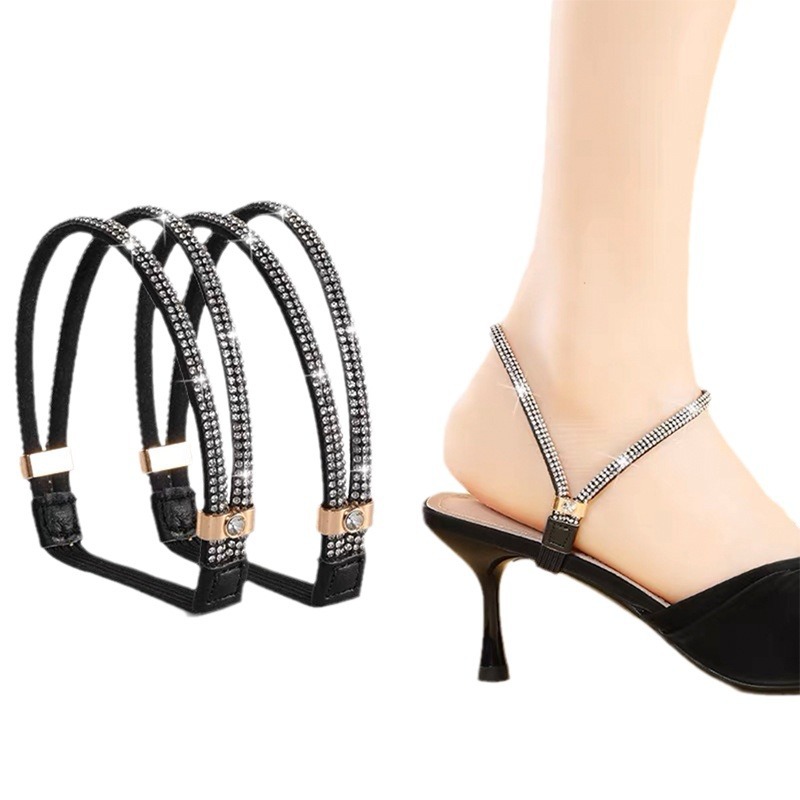 Picture of New dual-purpose lace high-heeled shoes sandals non-heel strap anti-drop heel lace free installation light luxury elastic adjustable