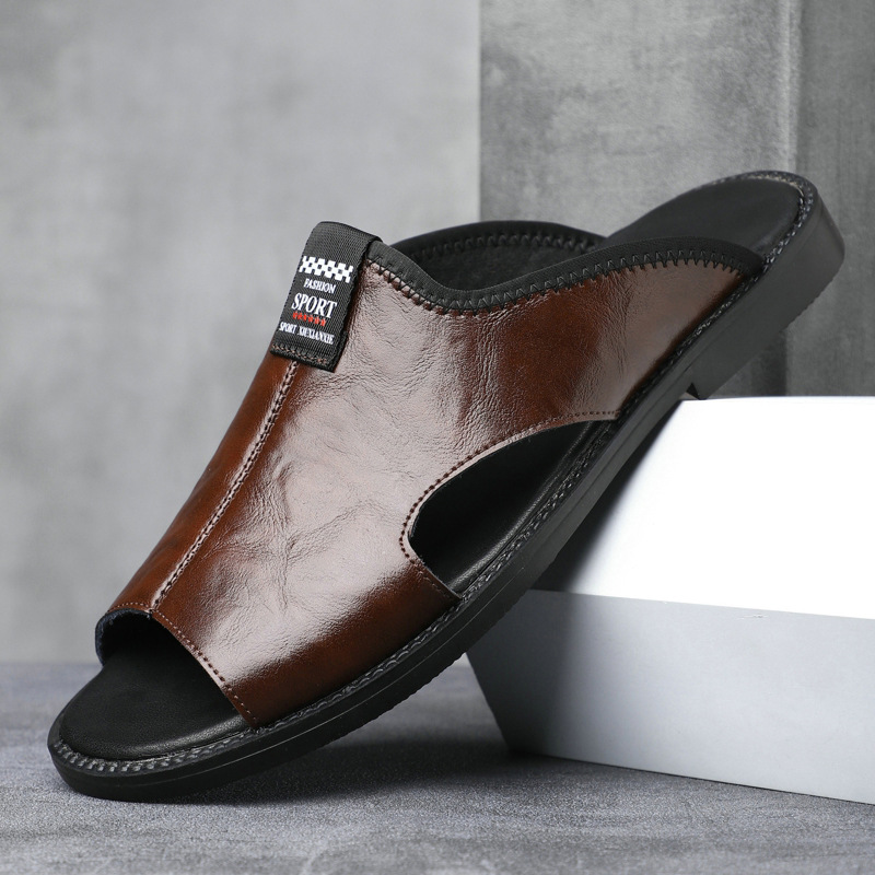 Cross-border Slippers Men's 2025 Summer New Men's Non-slip Casual Beach Shoes Soft Sole Soft Surface Sandals Slippers 9077