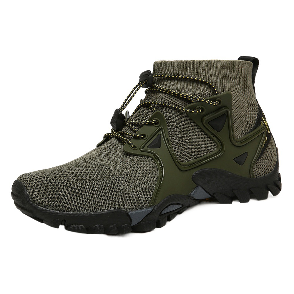 Cross-border Breathable High-top Outdoor Hiking Shoes Men's Large Size Mountain Mesh Fabric Sports Mountain Climbing Amphibious Hiking Shoes Women's Hiking Shoes