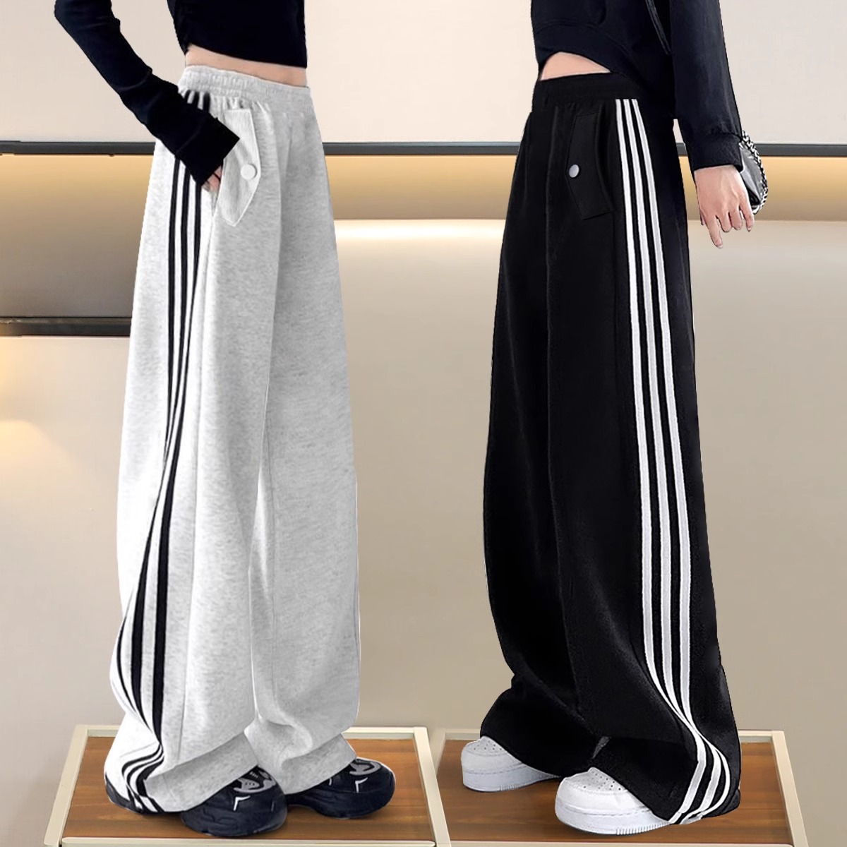 Girls Stylish Casual Pants Spring and Autumn 2025 New Children's Sweetpants American Sports Children's Spring Wide Leg Pants