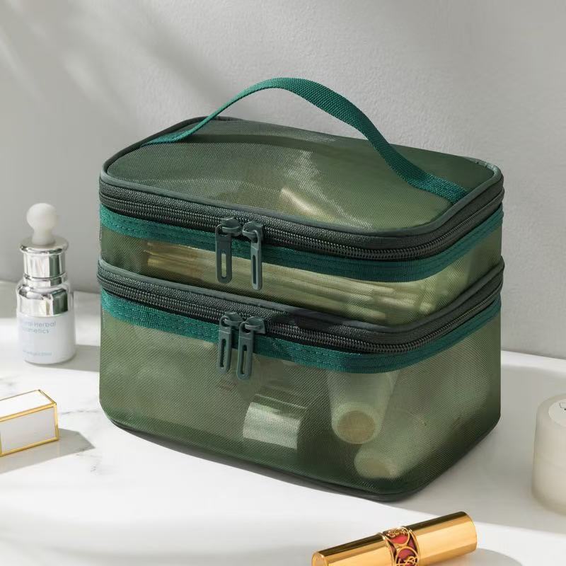 Mesh Cosmetic Bag, Large Capacity, Cosmetic and Toiletries Cosmetics Bag, Travel Cosmetics Bag, Portable and Printable Logo
